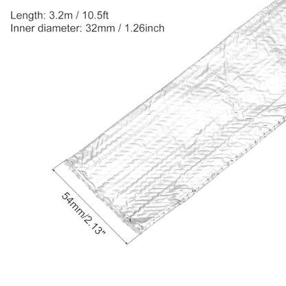 MECCANIXITY Heat Shroud Aluminized Sleeving 1 1/4" ID x 10.5FT Aluminum Metallic Fiberglass Heat Shroud for Fuel Lines Cables Electrical Wiring - size: 1 1/4" ID x 10.5FT