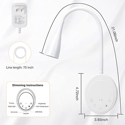 SANKEDOU LED Wall Mount Reading Light, Bedside Reading Lights, 5 Dimmable - color: White-2P