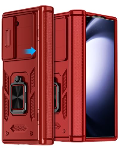 AICase for Samsung Galaxy Z Fold 6 Case [Heavy Duty Protective][Camera Lens Cover][Hinge Protection][360°Ring Magnetic Kickstand] Rugged Shockproof 360 Full Protective Phone Cover for ZFold 6 2024_2 - color: Red+Magnetic stand