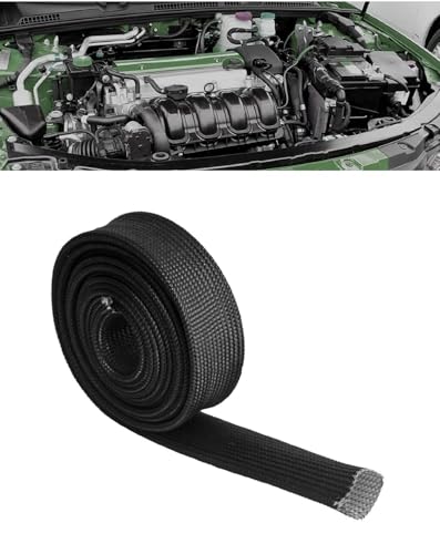 Fuel Line Heat Shield Wire Heat Shield Heat Shield Sleeve Auto Hose Spark Plug Wire Heat Shield Diesel Heater Exhaust Sleeve 2500 Degree for Car&Auto Wire Loom Brake Cable (1" IDX10',Black) - color: Black, size: 1" ID X 10'