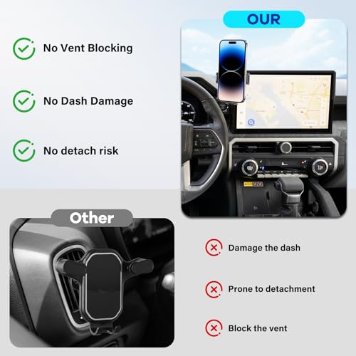 Car Phone Holder Fit for Toyota Tacoma 2024 2025/4Runner 2025 Accessories Fit 14-inch Screen, Dashboard Organizer with Cell Phone Mount Automobile Cradles Hands-Free 360 Degree Rotation - size: 24-25 Toyota Tacoma / 25 Toyota 4Runner