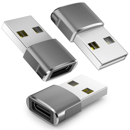𝐔𝐩𝐠𝐫𝐚𝐝𝐞𝐝 USB to USB C Adapter 3Pack, Type-C to USB Adaptor, USB-C Female to USB-A Male Charger Cable Converter Compatible with MacBook, Notebook, Tablet, Airpod, Galaxy, Cell Phone, Car, Xbox