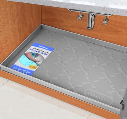 SIKADEER Waterproof Under Sink Mat 19" x 19" Silicone Mat Cabinet Protector - color: Gray, size: 19"W x 19"L