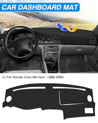 Cartist Black Dash Cover for Honda Civic 1996-2020 Dashboard Cover Mat - size: Honda Civic 1996-2000