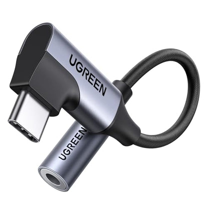 UGREEN Right Angle USB C to 3.5mm Audio Adapter Type C Aux Headphone Jack