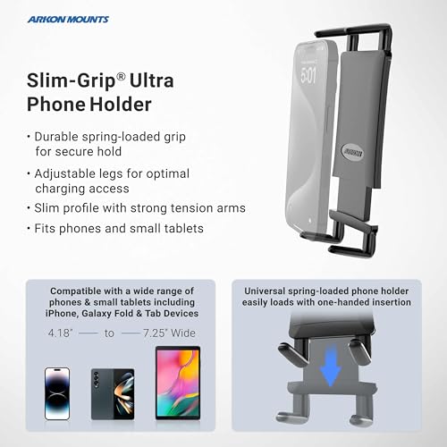 ARKON Mounts Adhesive Phone and Tablet Car and Truck Mount | Universal Phone Holder | Adhesive or Drill Mount | Compatible with iPhone, Galaxy, Note, Pixel, and more