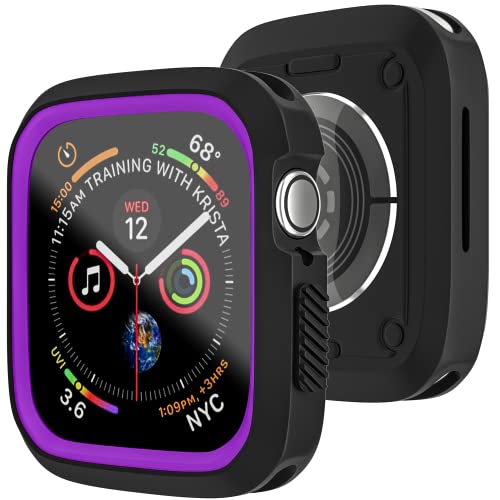 D & K Exclusives Compatible with Apple Watch 42mm Case, Shockproof Sport Protective Bumper Case for iWatch Women Men Kids GPS iWatch Series 3/2/1, Black, Purple - color: Black, Purple