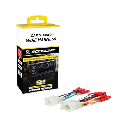 Scosche TA02BCB Stereo Wiring Harness Compatible with Select Non-Amplified 1987-21 Geo, Lexus, Toyota, Scion and Subaru Vehicles. - Wire Harness for Car Stereo. Check Vehicle List Below for Your Model