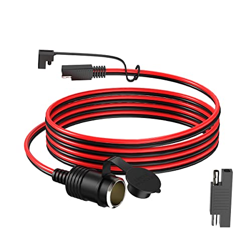 ELFCULB 14AWG 5FT SAE to Cigarette Lighter Socket,12V Female Cigarette Lighter Socket with SAE Reverse Adapter for Portable Solar Panel Tire Inflator - color: SAE to CIG, size: 5FT