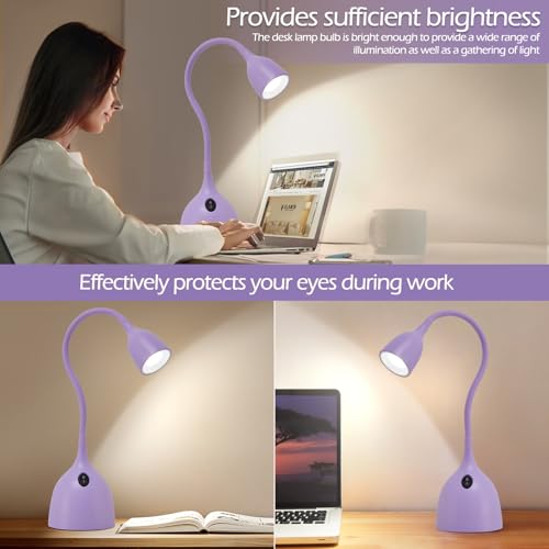 EJIAXIN Desk Lamp for College Dorm Room - LED Reading Light, Purple - color: Purple