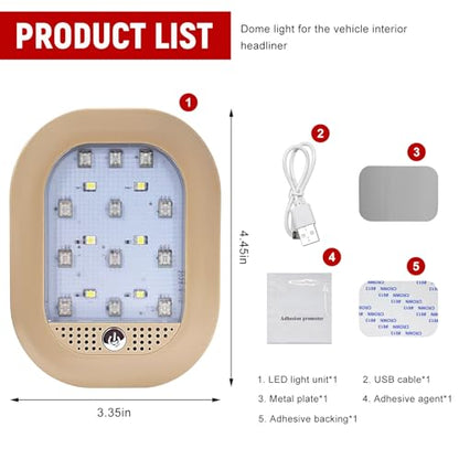 자동차 내부 천장 지붕 조명, 8가지 색상 USB 충전식 차량 돔 조명 18LED 램프, 버튼 스위치 포함, 자동차 트럭 RV 캠퍼용 범용 마그네틱 무선 돔 램프 (베이지) - color: 8가지 색상 라이트, 베이지