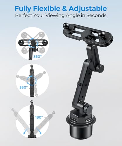 Dual Cup Holder Phone Mount for Car, 360° Adjustable Fits Two Phones - color: Double Clamp