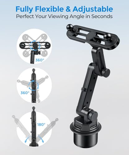 Dual Cup Holder Phone Mount for Car, 360° Adjustable Fits Two Phones - color: Double Clamp