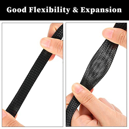 Xuniea 96ft Wire Loom Braided Cable 1/4, 1/2, 3/4 Inch,Black and Red - color: Black and Red, size: 1/4, 1/2, 3/4 Inch
