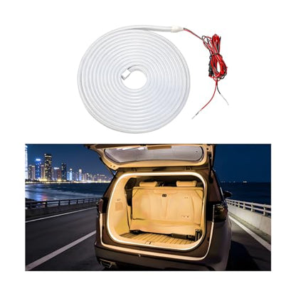 Car Trunk LED Strip Lights, 4M Dynamic Flowing Vehicle Trunk Ambient Strip Light, Flexible Waterproof Auto Neon Lighting Accessories, Universal for SUV Truck Motorcycle (Warm White) - color: Warm White