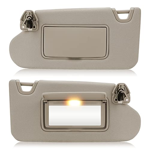 Left & Right Sun Visor with Vanity Light for 2013-2018 Nissan Altima Without Sunroof, Driver & Passenger Side Beige Sunvisor Replacement 96400-3TA2A 96401-3TA2A - color: Beige, size: (Beige) Left & Right