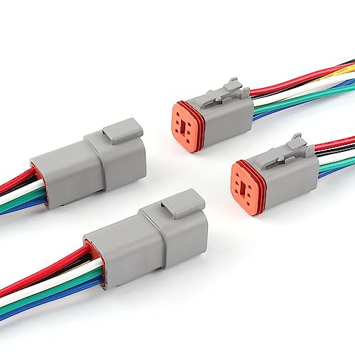 Newdeli Deutsch 6 Pin Connector Kit Waterproof Electrical Connector 16 AWG Male and Female Automotive Wire Connectors for Car Truck Boat, Dt Connector 2 Sets - size: DT Connector 2 Sets 6 Pin