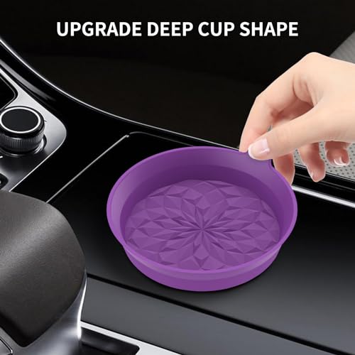 ME.FAN Car Cup Coasters [4 Pack] Silicone Cars Coasters - Universal Non-Slip Recessed Interior Accessories - Cup Holder Inserts Deep Purple - color: 4pack-deep Purple