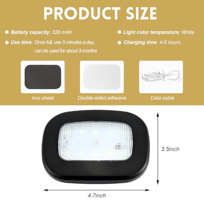 Car Interior Ceiling Roof Light, Magnetic Wireless Dome Map Lamp 10 LEDs Bright Reading Lights, Universal USB Rechargeable Dome Light Fixture for RV Camper Trailer Boat (Black) - color: Black