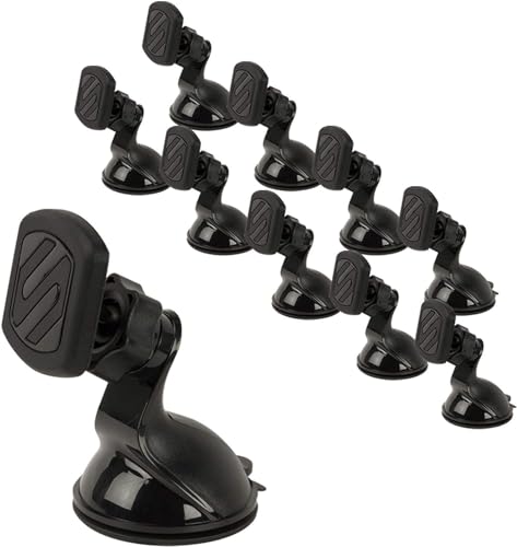 Scosche MAGWSM-10PKFLT MagicMount Magnetic Suction Cup Phone Mount for Car Dashboard or Windshield, 360° Adjustable Magnet Head, Universal Cell Phone Holder for iPhone, Samsung & More (Pack of 10) - size: 10 Pack, style: Window / Dash Suction