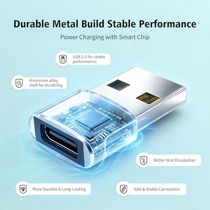 𝐔𝐩𝐠𝐫𝐚𝐝𝐞𝐝 USB to USB C Adapter 3Pack, Type-C to USB Adaptor, USB-C Female to USB-A Male Charger Cable Converter Compatible with MacBook, Notebook, Tablet, Airpod, Galaxy, Cell Phone, Car, Xbox