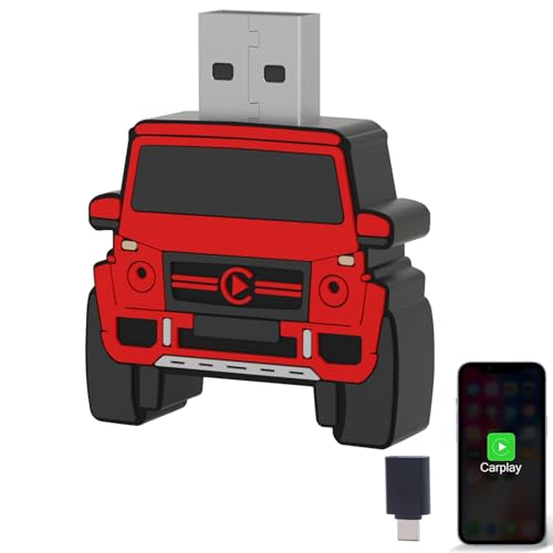 Wireless CarPlay Adapter for iPhone - for Daily Commute & Road Trip, No App Needed, Plug & Play Convert Wired to Wireless, Ultra-Compact 4x4 SUV Design with Low Latency -Red - color: Red