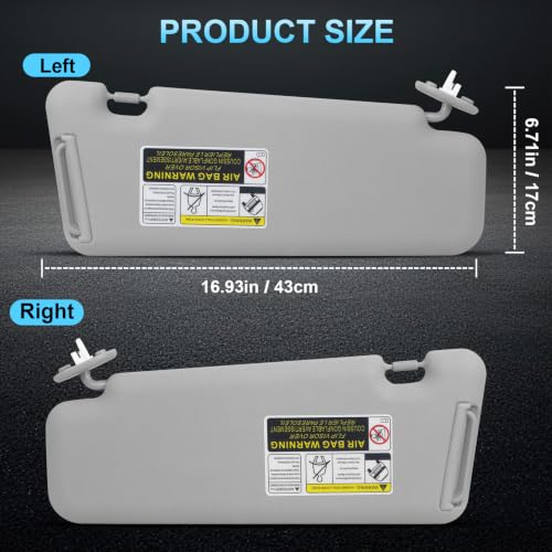 ItranMc Sun Visor Driver&Passenger Side for 2008-2013 Toyota Highlander - color: (Gray)Left & Right Side
