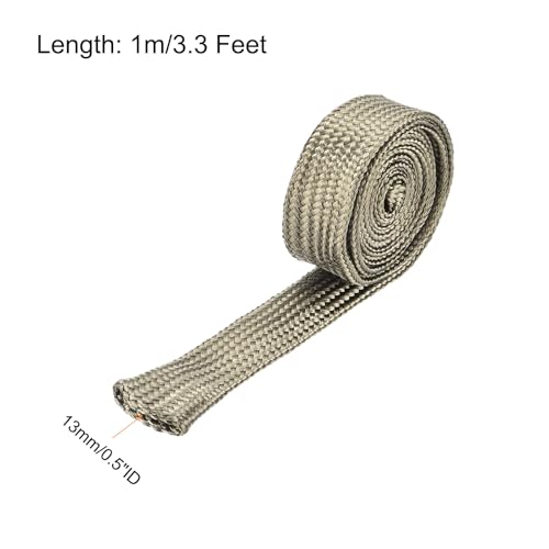 Generic Heat Shield Sleeve, 1/2" ID 3.3 Feet Heat Sleeve Automotive Wire Heat Shield Fuel Line Heat Shield Sleeve Heat Sleeve Heat Wrap 800 Degree for Wires, Titanium Color