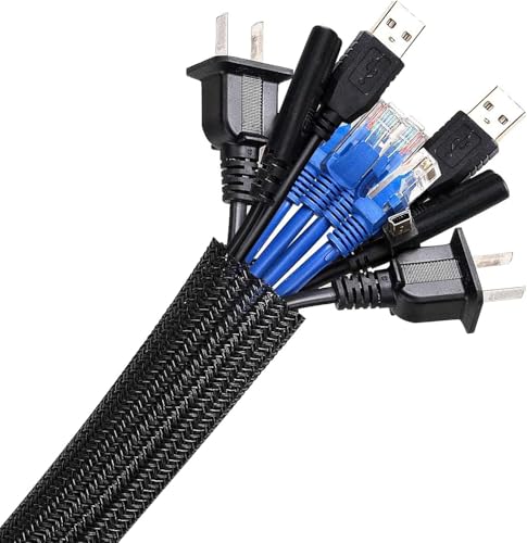 AGPTEK Cable Sleeve, 6.6ft - 1.5 inch Cable Management Cord Hider, Black - color: Black, size: 1.5"-6.6ft