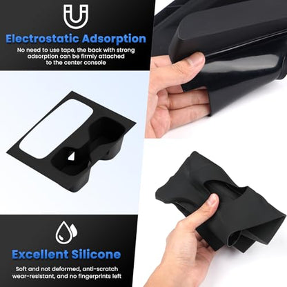Autorder Silicone 2-in-1 Cup Holder for 2022-2026 Hyundai Santa Cruz Accessories Silicone Center Console CupHolder Insert with Gear Shift Panel Cover Dust & Scratch Resistant All-Around Protection - size: 2022-2026 Hyundai Santa