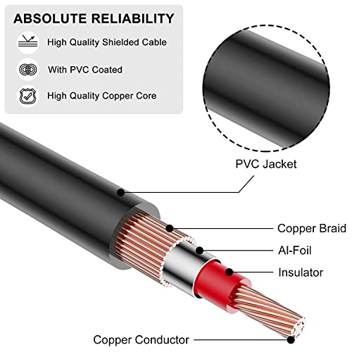 J&D Dual 1/4 inch TS to Dual RCA Cable, Heavy Duty 1/4 Male to RCA Male Adapter Stereo Audio Interconnect Quarter inch Cable, 25 Feet - size: 25 Feet