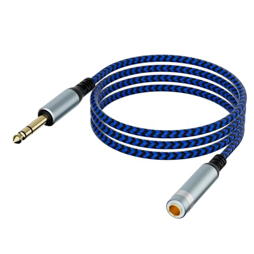 1/4 Extension Cable 3ft, Heavy Duty 1/4" (6.35mm) TRS Stereo Male to Female Audio Cord – Bidirectional Guitar Cable Extension for Amp, Keyboard, Mixer & Pro Headphones (Not for 3.5mm) - size: 3ft
