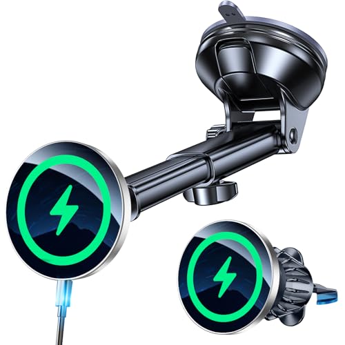 Coolpow 15W Magsafe Car Mount Charger Magnetic Phone Holders for Your Car - color: Gray