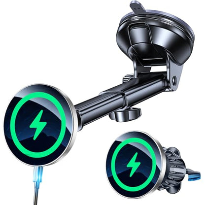 Coolpow 15W Magsafe Car Mount Charger Magnetic Phone Holders for Your Car - color: Gray