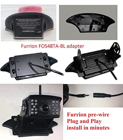 4Ucam HD 1080P Digital Wireless Backup Camera + 7" DVR Monitor Quad-View Compatible for Furrion FOS48T-BL/FOC12TA/FRCBRKT-BL Pre-Install Mounting for RV, Truck, Trailer, 5th Wheels IR Night Vision