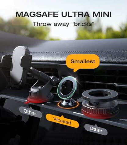 VICSEED Ultra Mini for MagSafe Car Mount Magnetic Phone Holder for Dash - color: Flash Black