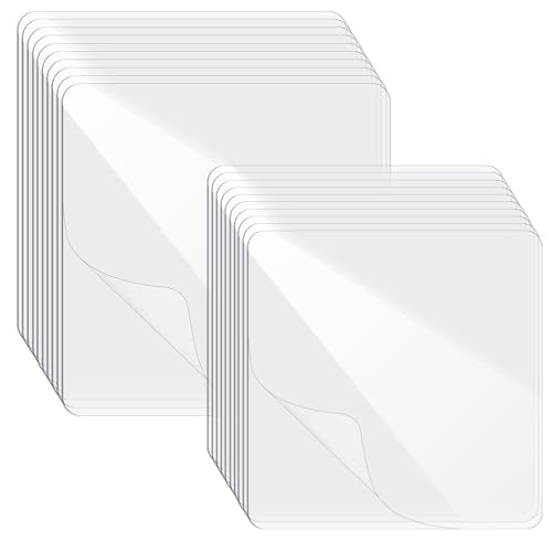 Shower Adhesive Strips, 20Pcs Clear Double Sided Adhesive Pads for Mounting, Waterproof Double Sided Sticker, Heavy Duty Square Washable Sticky Patch for DIY Craft Office Home(2.4 Inch & 2Inch) - style: style-1