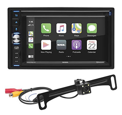 Sound Storm Laboratories DDCP62-R Apple CarPlay Car Multimedia Player - Double-Din, 6.2 Inch Capacitive Touchscreen, Bluetooth, USB, SD, Aux AV in, No CD DVD, AM/FM, Backup Camera Included - style: 6.2 inch + Backup Camera