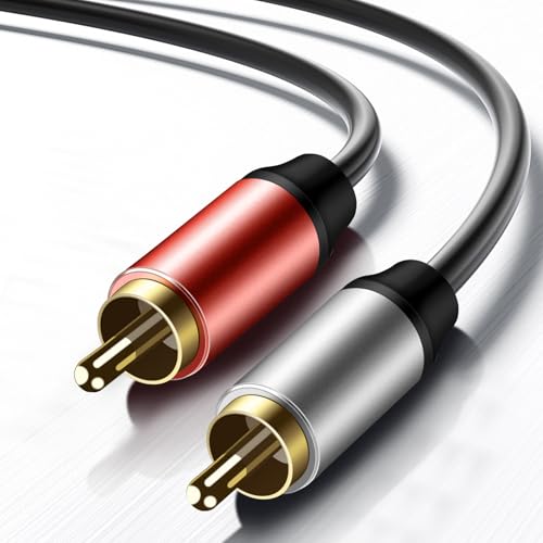 Stereo RCA Audio Cable 15ft, Gold Plated 2RCA Male to 2RCA Male – Hi-Fi Audio Cord for Subwoofer, HDTV, Amplifier, Home Theater, Speaker, DVD/CD Player - size: 15 Feet