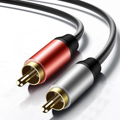 Stereo RCA Audio Cable 15ft, Gold Plated 2RCA Male to 2RCA Male – Hi-Fi Audio Cord for Subwoofer, HDTV, Amplifier, Home Theater, Speaker, DVD/CD Player - size: 15 Feet
