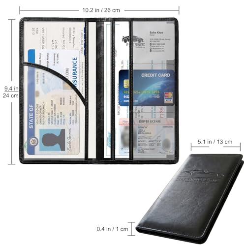 LumiMokki Premium Car Registration & Insurance Card Holder, Cowhide Black - color: 02-Cowhide Black