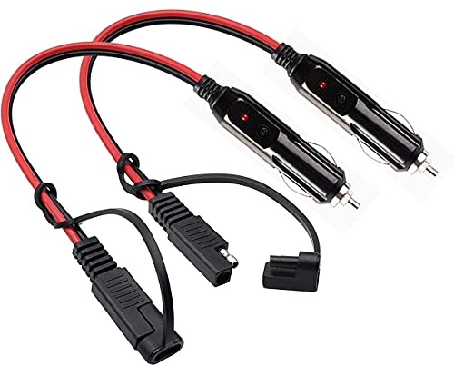 2 Pack 1FT 12AWG 12V SAE Cigarette Lighter Charger Cable