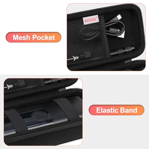 BOVKE Travel Case Compatible with Tire Inflator Portable Air Compressor, 120 PSI Air Pump Carrying Bag Storage Holder, Mesh Pocket for USB Cable, Air House, Connector, Black+Black