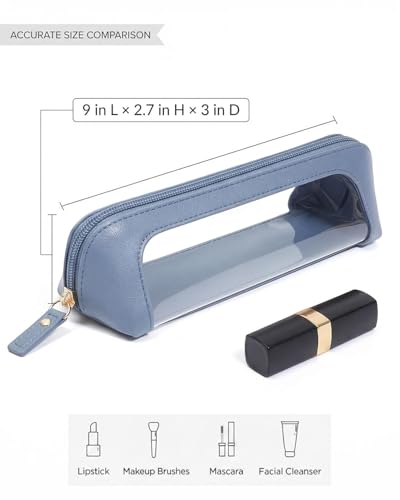 LETGO Clear Makeup Bag for Kids,Cute Makeup Bag for Women(Slim, Blue) - color: Blue, style: Slim