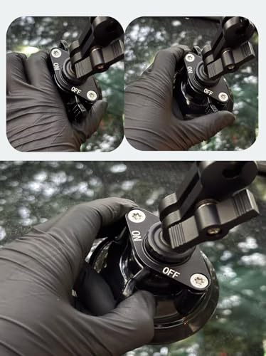 Double Layer Suction Cup Mount with Double Ball Head Magic Arm, 1/4" Screw 360° Rotating Camera Mount Compatible with GoPro Hero, Insta360 X3, DJI Osmo, Action Camera, Phones for Car Windshield