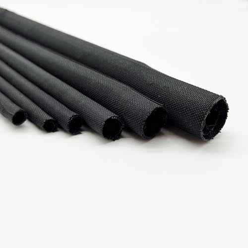 Braided Split Wire Loom Cable Management Cord Cover Harness Protective Tubing Auto Wiring Wrap Sleeve Black Mesh Woven 3/8"-24ft - size: 3/8"-24ft
