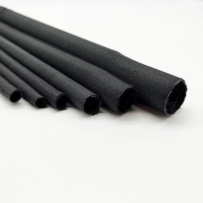 Braided Split Wire Loom Cable Management Cord Cover Harness Protective Tubing Auto Wiring Wrap Sleeve Black Mesh Woven 3/8"-24ft - size: 3/8"-24ft