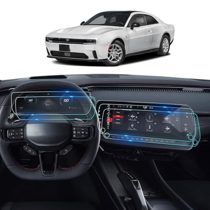 BIXUAN 2026 Charger Daytona For 2022-2026 Dodge Charger Daytona (R/T&Scat Pack) 12.3Inch Screen Protector -(2PCS) 2026 Charger Daytona Accessories HD Transparent Protective Nano Film - color: Charger Daytona 2024-2026 12.3"Navi+12.3“Dash