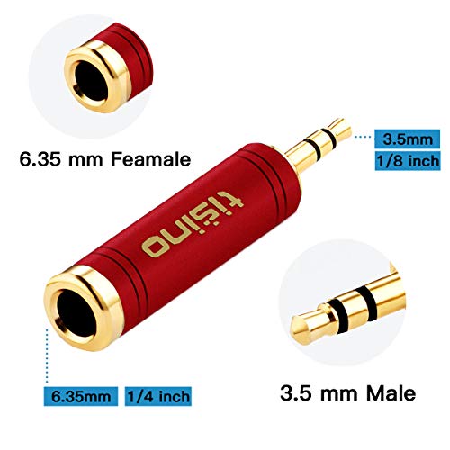 Tisino Headphone Adapter Kit, 1/4" to 1/8" Stereo Adapter, Red & Blue, 2PCS - size: Red & Blue