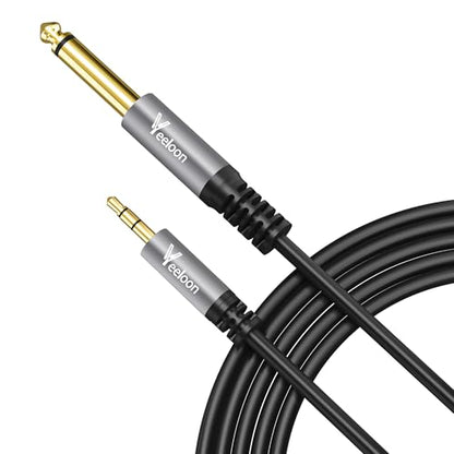 1/4" 6.35mm TS to 1/8" 3.5mm TRS Stereo Audio Adapter Cable 6 FT, Gold-Plated Plug Aux Jack Interconnect Cord for Guitar, Bass, Home Theater Devices, Speaker Connect Phone Laptop MP3 Mixer - size: 6FT, style: 1/8 TRS to 1/4 TS